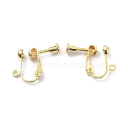 Brass Clip-on Earring Findings, Screw Non Pierced Earring Converter, with Loops, Real 18K Gold Plated, 16x18.5x4.5mm, Hole: 1.8mm(KK-P232-05G)
