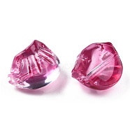 Transparent Spray Painted Glass Beads, Dumplings, Camellia, 10x13x9mm, Hole: 1.2mm(GLAA-N035-033-C10)