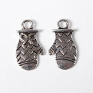 Zinc Alloy Pendants, Cadmium Free & Nickel Free & Lead Free, Glove, Antique Silver Color, Size: about 26mm long, 14mm wide, 4mm thick, hole: 3mm(X-PALLOY-QA3268-AS-FF)