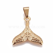 304 Stainless Steel Pendants, Whale Tail Shape, Golden, 25.5x25x3mm, Hole: 9x4.5mm(STAS-L222-07G)