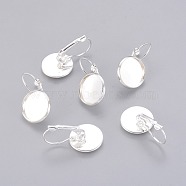 Brass Leverback Earring Findings, Nickel Free, Silver Color Plated, 25~27x16mm, Tray: 14mm(KK-C1244-14mm-S-NF)