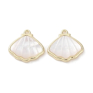 Brass Pave Shell Charms, Shell Shape Charms, Real 18K Gold Plated, 11.5x12.5x2.5mm, Hole: 1mm(KK-G491-41G)