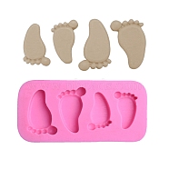 Food Grade Silicone Molds, Fondant Molds, For DIY Cake Decoration, Chocolate, Candy, UV Resin & Epoxy Resin Jewelry Making, Baby Foot, Pink, 81x39x9mm, Inner Diameter: 28x19mm(X-DIY-E021-45)