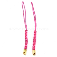Polyester Cord Mobile Straps, with Golden Plated Iron Findings, Cerise, 7.6~8.1cm(FIND-G063-01G-03)
