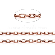 Ion Plating(IP) 304 Stainless Steel Cable Chains, Diamond Cut Thin Chains, Soldered, Faceted, with Spool, Oval, Rose Gold, 1.5x0.9x0.2mm, about 32.8 Feet(10m)/roll(CHS-D005-02RG)
