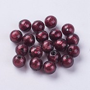 Handmade Silver Foil Lampwork Beads, Round, Coconut Brown, 9.5~10mm, Hole: 1.5~2mm(LAMP-J089-P05)