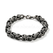 Ion Plating(IP) 201 Stainless Steel Byzantine Chain Bracelets, Gunmetal, 8-3/4 inch(22.3cm)(BJEW-D030-02B)