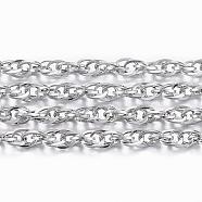 304 Stainless Steel Rope Chains, with Spool, Soldered, Stainless Steel Color, 2.5x2x0.3mm, about 32.8 Feet(10m)/roll(CHS-H008-01P)