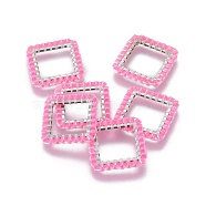 MIYUKI & TOHO Handmade Japanese Seed Beads, with 304 Stainless Steel Link Rings, Loom Pattern, Square, Silver, Pearl Pink, 15x15x1.8~2mm(SEED-A028D-S-20S)
