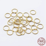 925 Sterling Silver Open Jump Rings, Round Rings, Real 18K Gold Plated, 21 Gauge, 7x0.7mm, Inner Diameter: 5.5mm, about 128pcs/10g(STER-F036-02G-0.7x7mm)
