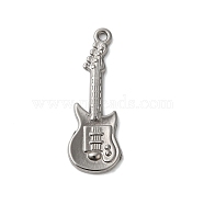 Non-Tarnish 304 Stainless Steel Pendants, Guitar Charm, Stainless Steel Color, 31x11x2mm, Hole: 1.6mm(STAS-N103-51P)