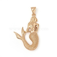 304 Stainless Steel Pendants, Mermaid, Golden, 45x30x6mm, Hole: 8x5mm(STAS-I132-16G)