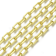 Unwelded Iron Paperclip Chains, Drawn Elongated Cable Chains, with Spool, Golden, 13.6x7x2mm, about 32.8 Feet(10m)/roll(CH-S125-21A-03)