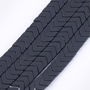 Spray Painted Non-magnetic Synthetic Hematite Beads Strands, Matte Style, Arrow/Chevron, Black, 7x8x3mm, Hole: 0.7mm, about 96pcs/strand, 15.9 inch(G-T116-26-17)