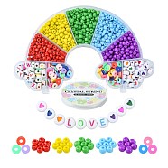 Opaque Acrylic & Handmade Polymer Clay & Glass Seed Beads Set, Mixed Shapes, Mixed Color, 4~7x3.5mm, Hole: 0.5~1.5mm, 1123pcs/set(MACR-CJ0001-56)