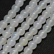 Natural Agate Round Beads Strand, Dyed, White, 8mm, Hole: 1mm, about 48pcs/strand, 15.55 inch(G-L086-8mm-21)