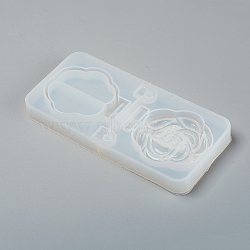 Foldable Makeup Mirror Silicone Resin Molds, for DIY UV Resin & Epoxy Resin Craft Casting Making, Rose Shape, White, 161x78x15mm, Inner Size: 15~72x11~60mm(DIY-WH0170-49D)