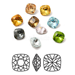 Faceted K9 Glass Rhinestone Cabochons, Pointed Back & Back Plated, Square, Mixed Color, 8x8x4mm(GGLA-R402-05B)
