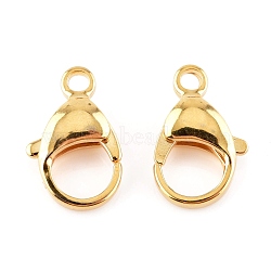 304 Stainless Steel Lobster Claw Clasps, Parrot Trigger Clasps, Real 24K Gold Plated, 16x10.5x4.7mm, Hole: 2.2mm(STAS-AB16-G)