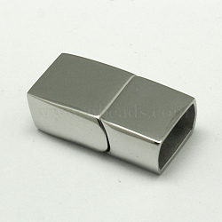 Tarnish Resistant 304 Stainless Steel Magnetic Clasps with Glue-in Ends, Rectangle, Stainless Steel Color, 25x13x8mm, Hole: 6x11mm(STAS-I011-12)