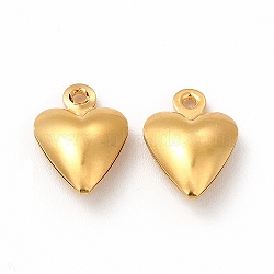 304 Stainless Steel Charms, Puffed Heart Charm, Golden, 12x8.5x4mm, Hole: 1mm(STAS-F289-03G)