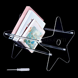 Star Shape Record Holder, Acrylic Record Book Storage Rack, with Screw and Screwdriver, Clear, 306x290x280mm(DJEW-WH0042-22)