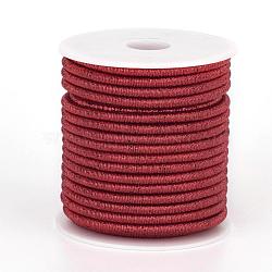 Polyester Metallic Cord, with Iron Chains Inside, FireBrick, 4x3.5~4mm, about 18yards/roll(MCOR-P004-09)