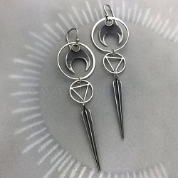 Moon Gothic Style Alloy Dangle Earrings, Antique Silver, 75~78x20mm(FS-WG16F02-02)