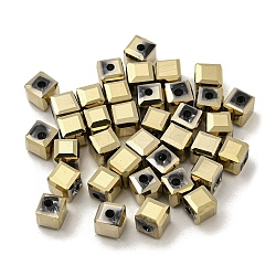 Electroplate Glass Beads, Faceted, Cube, Light Khaki, 5.5x5.5x5.5mm, Hole: 1.6mm , 100pcs/bag(EGLA-Z004-04A-09)
