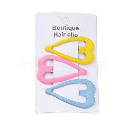 Heart Spray Painted Iron Snap Hair Clip for Girls, Mixed Color, 27.5x46.5x3mm, 3pcs/card(PHAR-A011-23A)