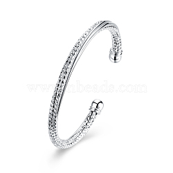 Trendy Brass Cuff Bangles, Silver Color Plated, 2-3/8 inch(60mm)(BJEW-BB31070)