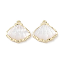 Brass Pave Shell Charms, Shell Shape Charms, Real 18K Gold Plated, 11.5x12.5x2.5mm, Hole: 1mm(KK-G491-41G)