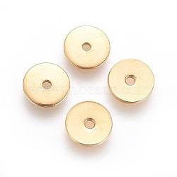 Ion Plating(IP) 304 Stainless Steel Spacer Beads, Disc, Golden, 10x0.7mm, Hole: 1.2mm(STAS-G193-07C-G)
