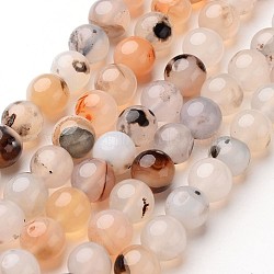 Natural Agate Beads Strands, Round, Dyed & Heated, 8mm, Hole: 1mm, about 48pcs/strand, 14.1 inch(G-D845-04-8mm)
