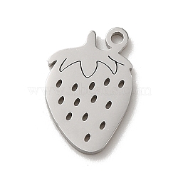 Non-Tarnish 304 Stainless Steel Charms, Laser Cut, Strawberry Charm, Stainless Steel Color, 13x8.5x1mm, Hole: 1.2mm(STAS-O005-21P)