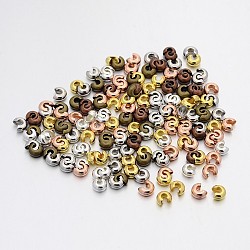 Mixed Style Brass Crimp Beads Covers, Mixed Color, 4mm In Diameter, Hole: 1.5~1.8mm(KK-X0034)