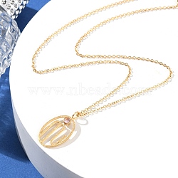 304 Stainless Steel Cubic Zirconia Twelve Constellations Runes Pendant Cable Chain Necklaces for Women, Real 18K Gold Plated, Scorpio, 17.83 inch(45.3cm)(NJEW-B121-02G-08)