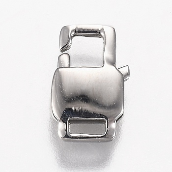 Polished 316 Surgical Stainless Steel Lobster Claw Clasps, Stainless Steel Color, 12x8x2.5mm, Hole: 1.5x3.5mm