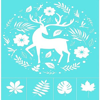 Self-Adhesive Silk Screen Printing Stencil, for Painting on Wood, DIY Decoration T-Shirt Fabric, Turquoise, Word, 28x22cm