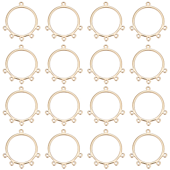 16Pcs Brass Chandelier Component Links, Ring, Real 18K Gold Plated, 25.5x23.5~24x1mm, Hole: 1.2mm