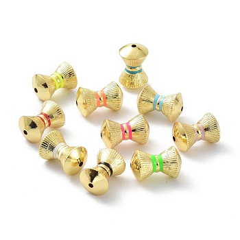 Brass Enamel  Beads, Long-Lasting Plated, Lead Free & Cadmium Free, Real 18K Gold Plated, Drums Shape, Mixed Color, 16x10mm, Hole: 1.5mm