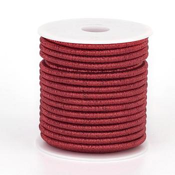 Polyester Metallic Cord, with Iron Chains Inside, FireBrick, 4x3.5~4mm, about 18yards/roll