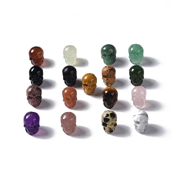 Natural Mixed Gemstone Beads, Skull, Mixed Dyed and Undyed, 13x10x11.5mm, Hole: 1mm