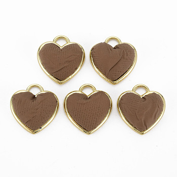 Light Gold Plated Alloy Pendants, with Cloth Fabric, Cadmium Free & Nickel Free & Lead Free, Heart, Camel, 20x19x6.5~7mm, Hole: 3x4mm