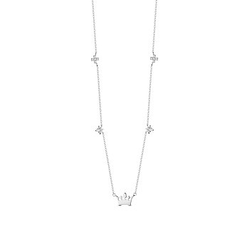 SHEGRACE 925 Sterling Silver Necklace with Crown Pendant, Platinum, 15.7 inch(40cm)