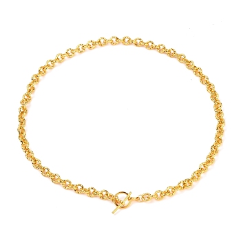 Aluminium Cable Chain Necklaces, with Alloy Toggle Clasps, Textured, Golden, 17.71 inch(45cm)