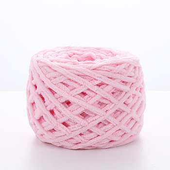 Soft Crocheting Polyester Yarn, Thick Knitting Yarn for Scarf, Bag, Cushion Making, Pearl Pink, 6mm