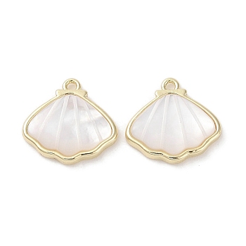 Brass Pave Shell Charms, Shell Shape Charms, Real 18K Gold Plated, 11.5x12.5x2.5mm, Hole: 1mm