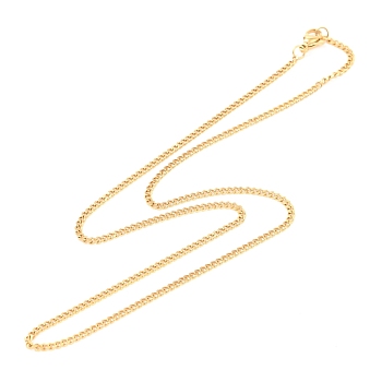 Ion Plating(IP) 304 Stainless Steel Curb Chain Twist Chain Necklace, with Lobster Claw Clasps, Golden, 17.71 inch(45cm), 2mm