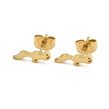 304 Stainless Steel Stud Earrings, Golden, Squirrel, 4.5x11.5mm